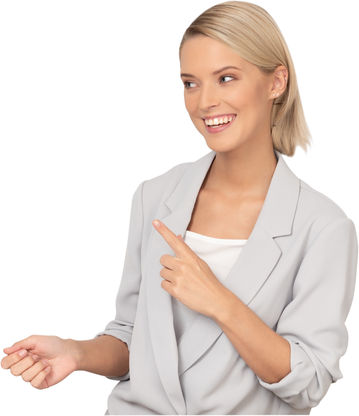 A Businesswoman Pointing with Her Finger